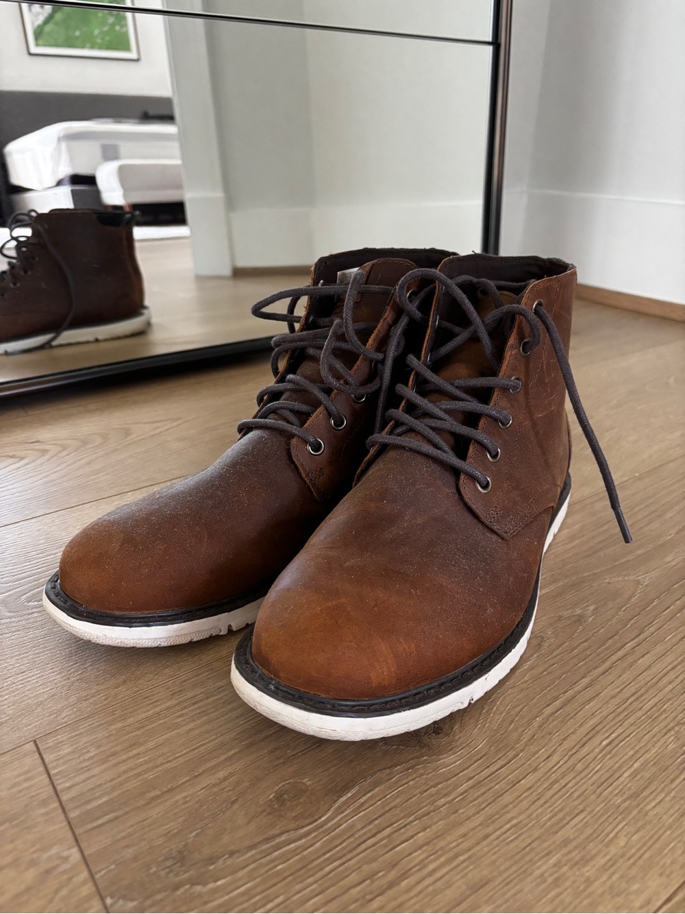 Men's TOMS Brown Leather Lace-Up Boots
